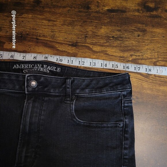 American Eagle Super Hi Rise Shortie Sz 14 Super Super Stretch Black Wash Denim - Picture 5 of 11
